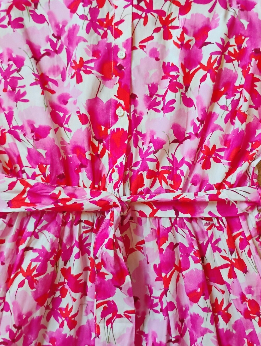 NWT 4 DKNY Pink And Red Floral Short Sleeve Midi Full Skirt Shirt Dress NEW - Picture 7 of 12